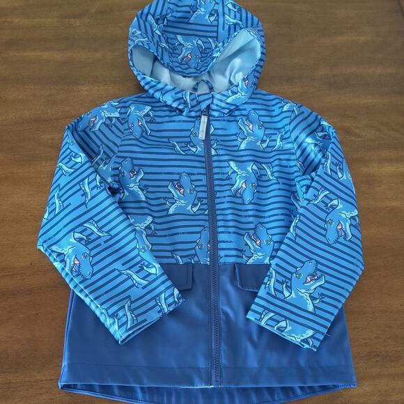 Cat & Jack Jackets & Coats Cat & Jack Raincoat blue color Dinosaur print kids XS - Picture 1 of 7